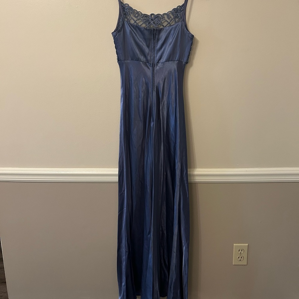 ▪️sold on depop▪️ 90s blue silver formal maxi dress floral y2k prom long dress - Picture 9 of 15